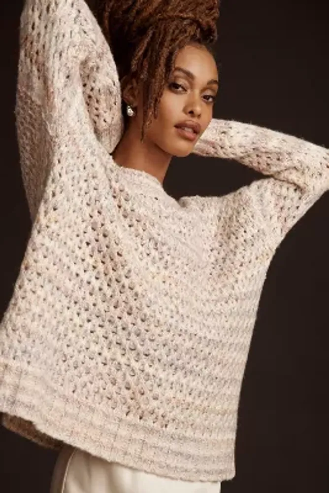 By Anthropologie Oversized Mesh Stitch Sweater