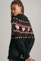 Pilcro Peace Love Icon Zip-Up Sweater