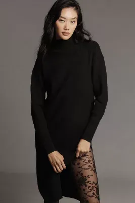 Maeve High-Slit Turtleneck Sweater Dress