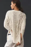 Pilcro Distressed Stitch Longline Side Slit Sweater