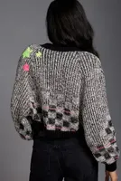 Pilcro Checkerboard Cropped Cardigan Sweater