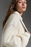 Maeve Collared Whipstitch Open Cardigan Sweater