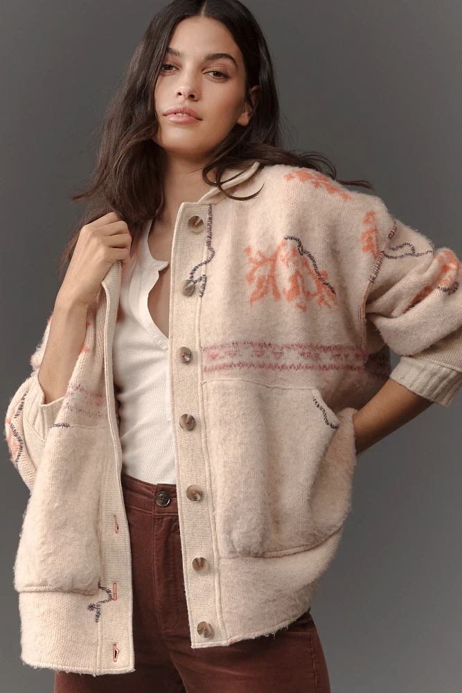 Pilcro Brushed Jacquard Cardigan Sweater