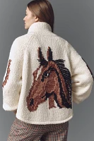 Pilcro Western Horse Graphic Cardigan Sweater