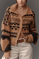 By Anthropologie Jacquard Heart Motif Cardigan Sweater