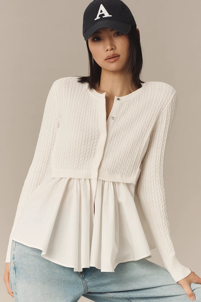 By Anthropologie Twofer Cable Cardigan Sweater