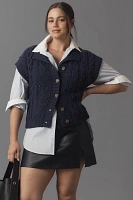 Pilcro Collared Cable Cardigan Sweater Vest