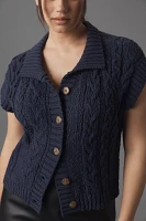 Pilcro Collared Cable Cardigan Sweater Vest