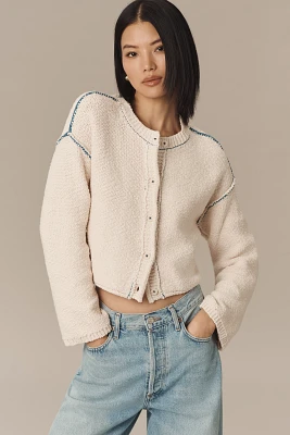 Pilcro Contrast-Stitch Cardigan Sweater
