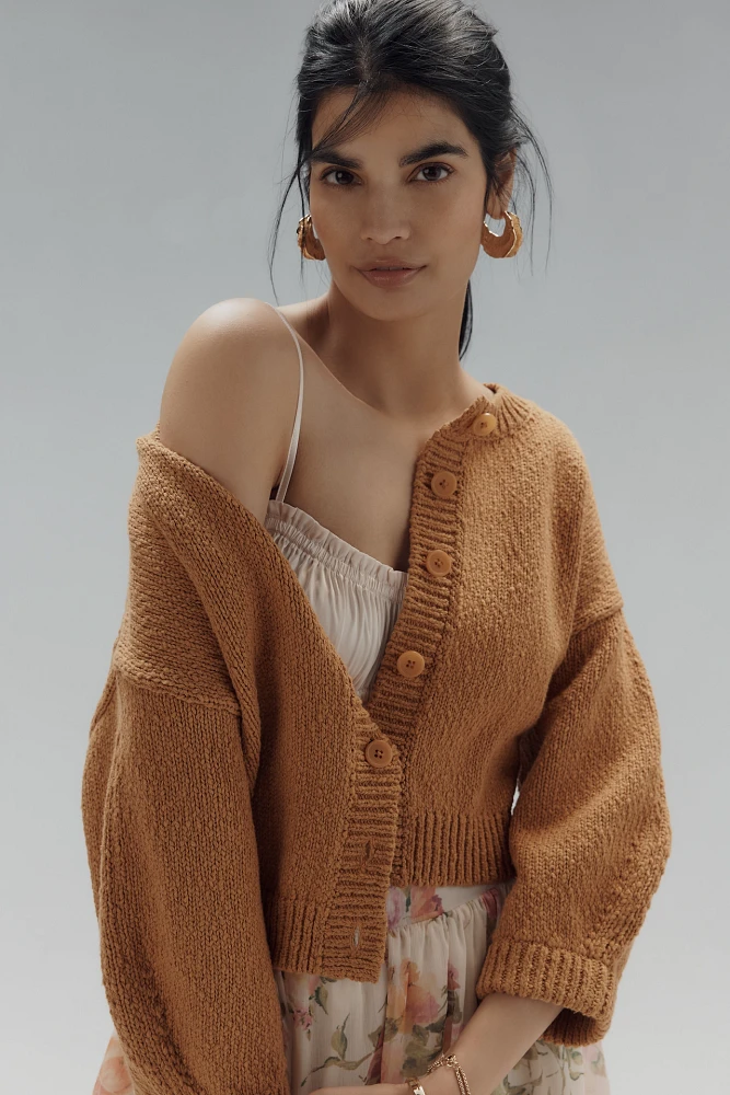 Maeve Elbow-Sleeve Cardigan Sweater