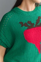 Maeve Short-Sleeve Crew-Neck Veggie Motif Graphic Sweater