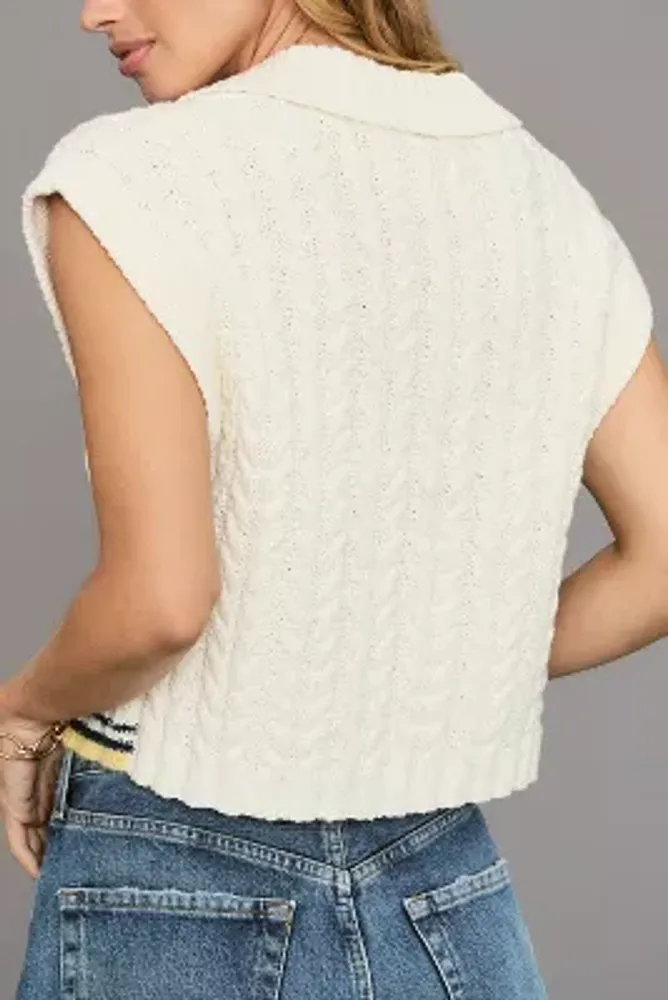 Maeve Collared Cable-Knit Sweater Vest