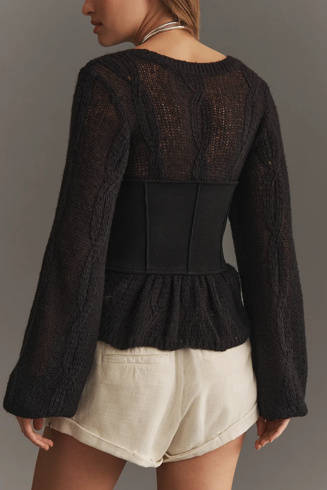 By Anthropologie Corset Twofer Sweater