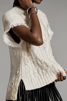 By Anthropologie Foiled Shine Fringe Sweater Vest