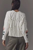 Pilcro Oversized Embroidered Cable-Knit Sweater