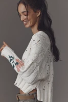 Pilcro Oversized Embroidered Cable-Knit Sweater