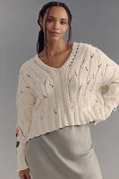 Pilcro Oversized Embroidered Cable-Knit Sweater