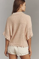 By Anthropologie Collared Ruffle Sweater
