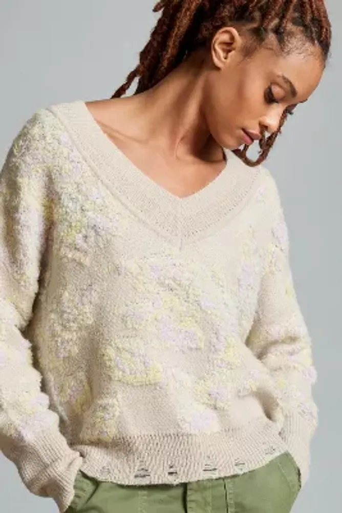 By Anthropologie Textured V-Neck Sweater