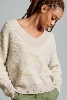 By Anthropologie Textured V-Neck Sweater