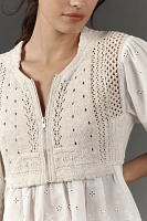 By Anthropologie Half-Zip Sweater Vest Eyelet Blouse