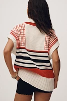 Maeve Tennis V-Neck Button-Up Twofer Sweater Vest