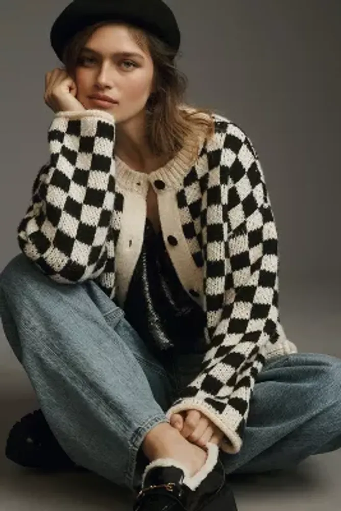 Desert Dreamer Checkerboard Cardigan Sweater