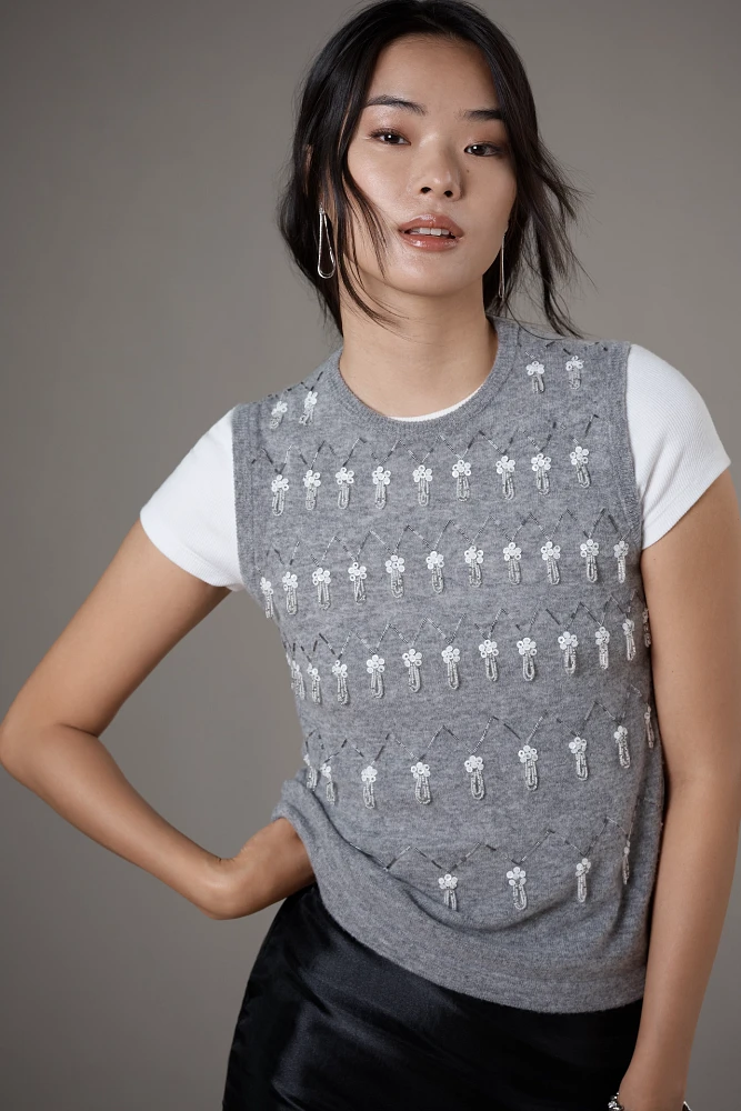 Beatrice .b Parks Embellished Wool Sweater Vest