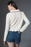 By Anthropologie Collared Pointelle Cardigan Sweater