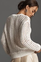 Endless Rose Crew-Neck Sequin Open-Stitch Sweater