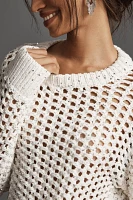 Endless Rose Crew-Neck Sequin Open-Stitch Sweater