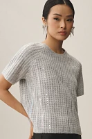 Endless Rose Short-Sleeve Sequins Sweater Top