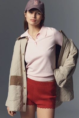 Endless Rose Short-Sleeve Collared Sweater