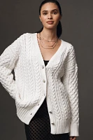 Endless Rose Oversized V-Neck Cable-Knit Cardigan Sweater