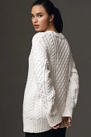 Endless Rose Oversized V-Neck Cable-Knit Cardigan Sweater