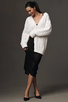 Endless Rose Oversized V-Neck Cable-Knit Cardigan Sweater