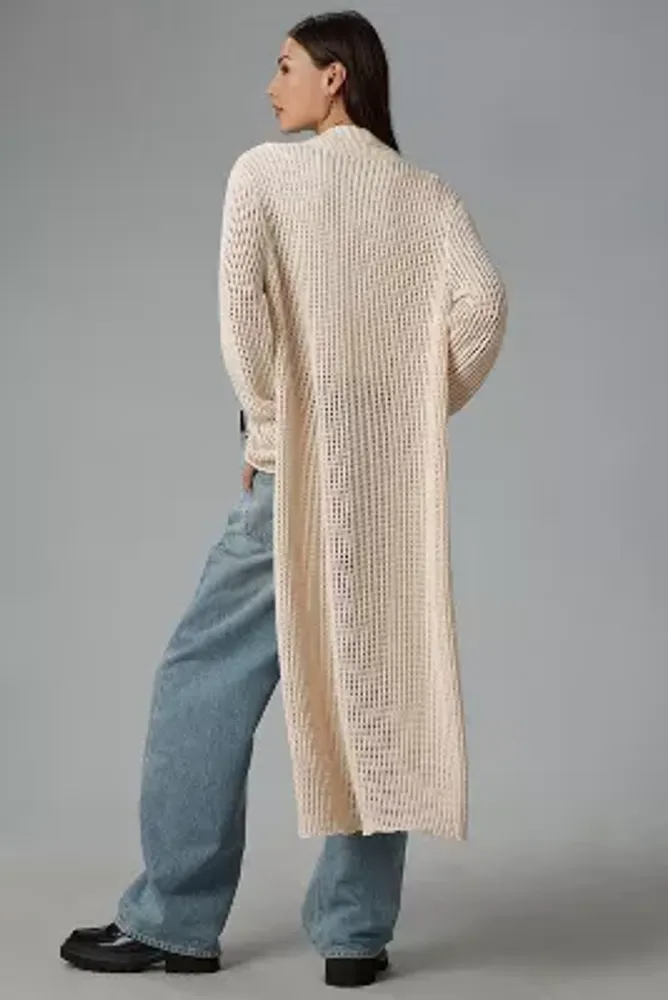 Pilcro Long-Sleeve Open-Stitch Duster Sweater