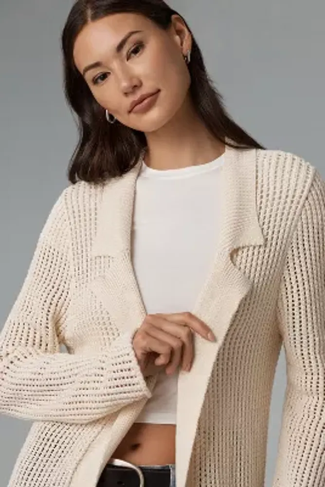 Pilcro Long-Sleeve Open-Stitch Duster Sweater