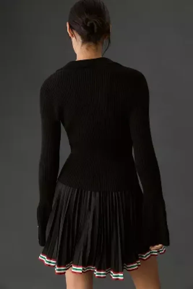 Maeve Bell-Sleeve Polo Sweater