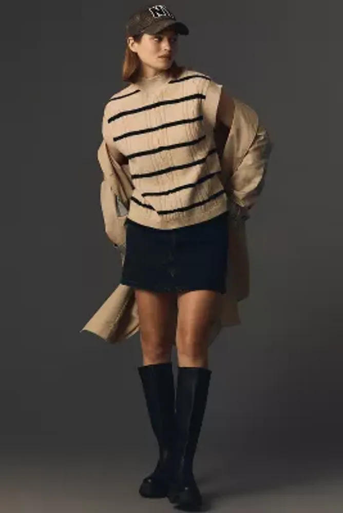 Maeve Striped Cable Sweater Vest