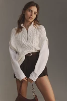 Pilcro Chunky Cable-Knit Twofer Sweater