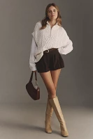 Pilcro Chunky Cable-Knit Twofer Sweater