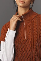 Pilcro Chunky Cable-Knit Twofer Sweater