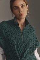 Pilcro Chunky Cable-Knit Twofer Sweater