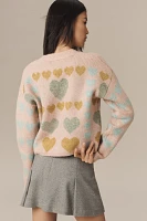 Free The Roses Pastel Heart Cardigan Sweater