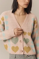 Free The Roses Pastel Heart Cardigan Sweater