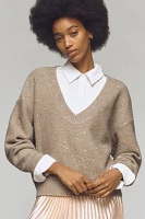 FRNCH x Anthropologie V-Neck Shine Pullover Sweater