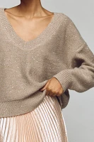 FRNCH x Anthropologie V-Neck Shine Pullover Sweater