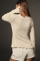 Avantlook Wavy-Hem Rosette Sweater