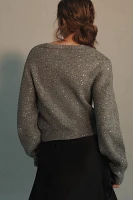 Maeve Shiny Bow Cardigan Sweater